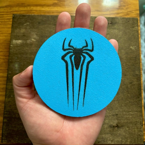 Spider-Man Andrew Garfield Logo Laser Engraved Painted Cork Coaster - Picture 3 of 5